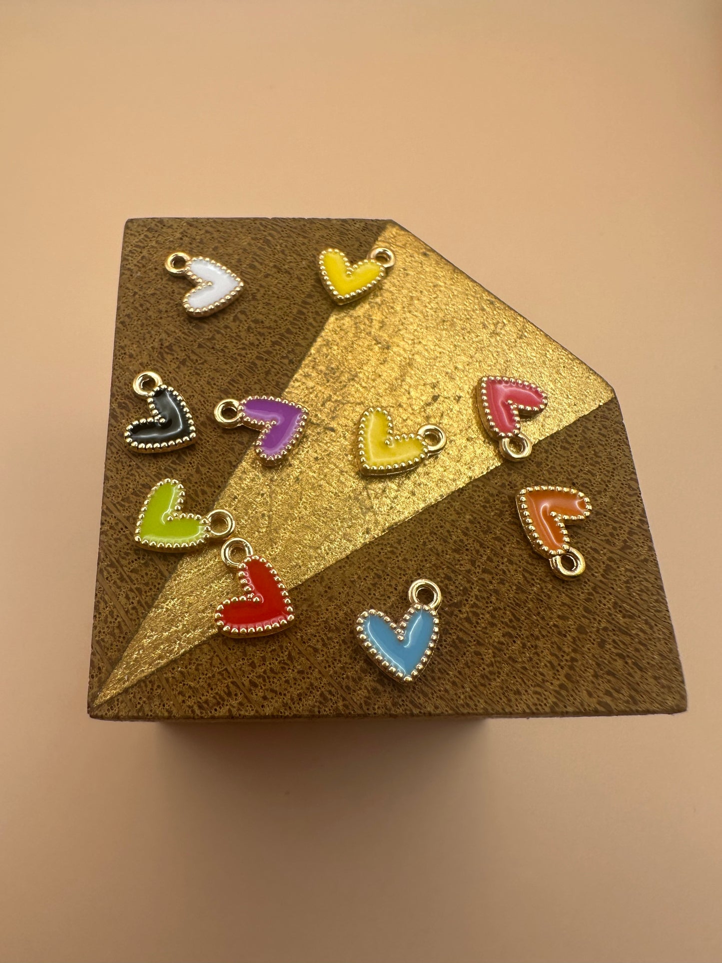 10 mini cœurs colorés Charms/Breloques