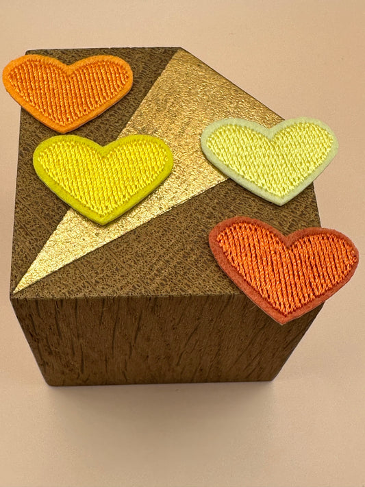 4 petits cœurs jaunes et orange Pépita Mí Corazón