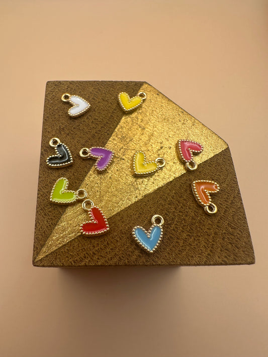 10 mini cœurs colorés Charms/Breloques