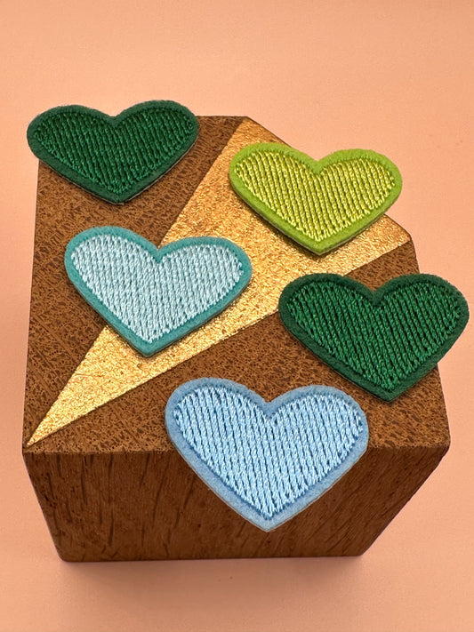 5 petits cœurs bleus et verts Pépita Mí Corazón