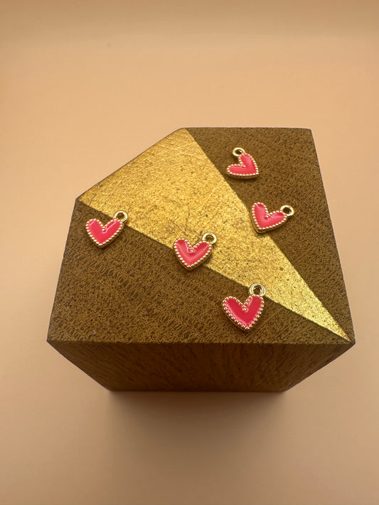 5 mini cœurs rose Charms/breloques